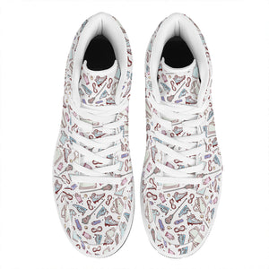 Lacrosse Sport Pattern Print High Top Leather Sneakers