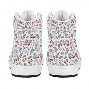 Lacrosse Sport Pattern Print High Top Leather Sneakers