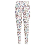 Lacrosse Sport Pattern Print High-Waisted Pocket Leggings