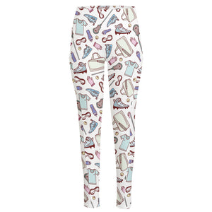 Lacrosse Sport Pattern Print High-Waisted Pocket Leggings