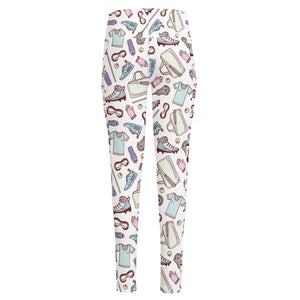 Lacrosse Sport Pattern Print High-Waisted Pocket Leggings