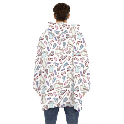 Lacrosse Sport Pattern Print Hoodie Blanket