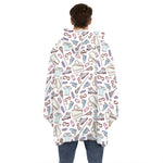 Lacrosse Sport Pattern Print Hoodie Blanket