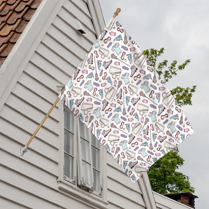 Lacrosse Sport Pattern Print House Flag