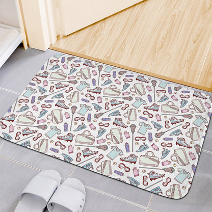 Lacrosse Sport Pattern Print Indoor Door Mat