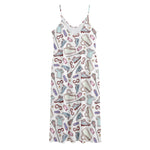 Lacrosse Sport Pattern Print Jersey Midi Cami Dress