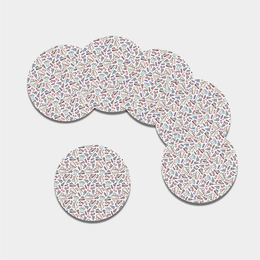 Lacrosse Sport Pattern Print Leather Coaster Set
