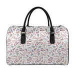 Lacrosse Sport Pattern Print Leather Duffle Bag