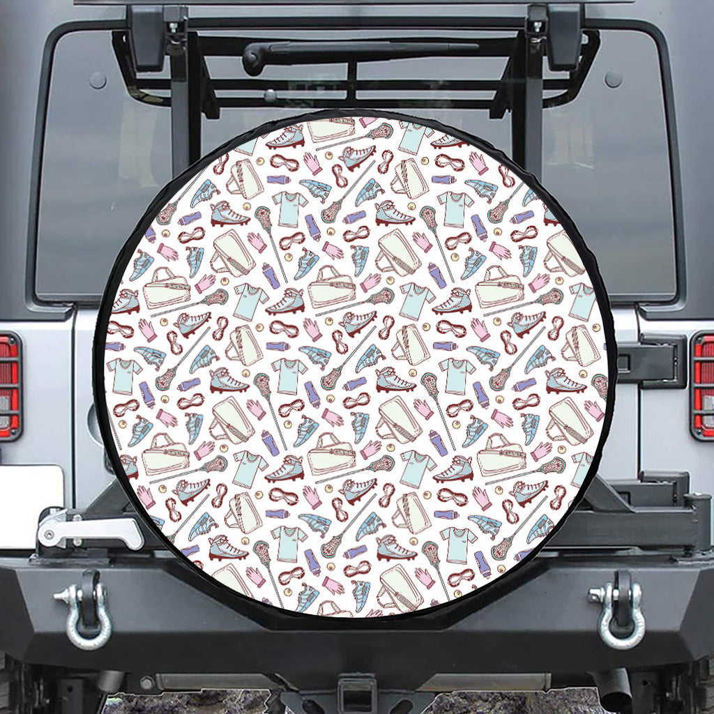 Lacrosse Sport Pattern Print Leather Spare Tire Cover