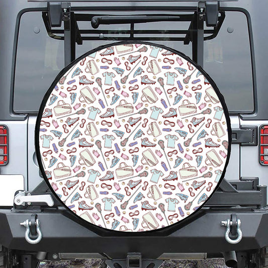 Lacrosse Sport Pattern Print Leather Spare Tire Cover