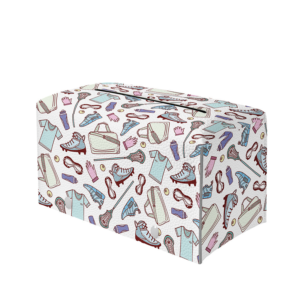 Lacrosse Sport Pattern Print Leather Tissue Box Cover