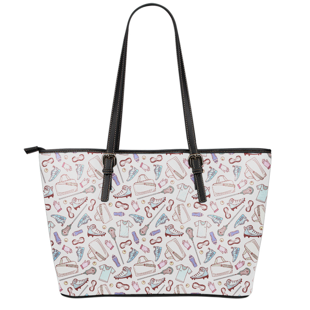 Lacrosse Sport Pattern Print Leather Tote Bag