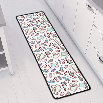 Lacrosse Sport Pattern Print Long Kitchen Mat
