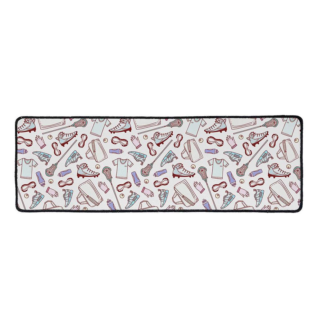 Lacrosse Sport Pattern Print Long Kitchen Mat