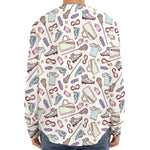 Lacrosse Sport Pattern Print Long Sleeve Baseball Jersey