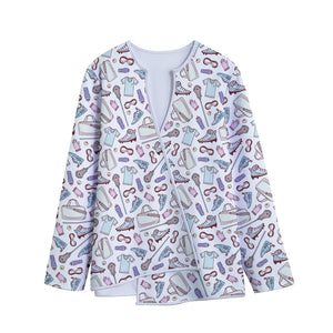 Lacrosse Sport Pattern Print Long Sleeve Short Coat