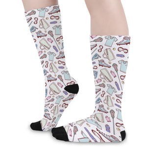 Lacrosse Sport Pattern Print Long Socks