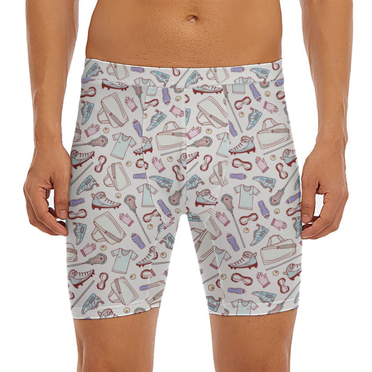 Lacrosse Sport Pattern Print Men's Long Boxer Briefs