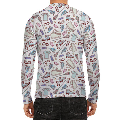 Lacrosse Sport Pattern Print Men's Long Sleeve Rash Guard