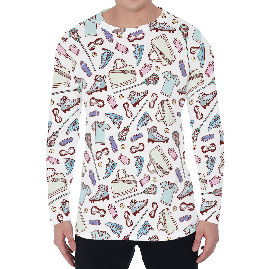 Lacrosse Sport Pattern Print Men's Long Sleeve T-Shirt