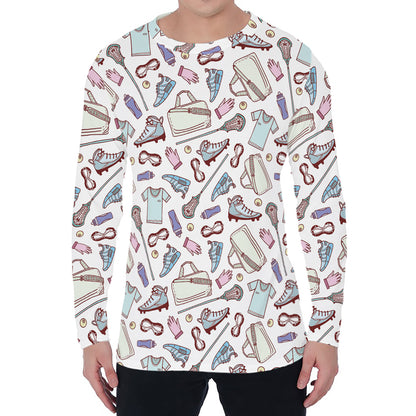 Lacrosse Sport Pattern Print Men's Long Sleeve T-Shirt