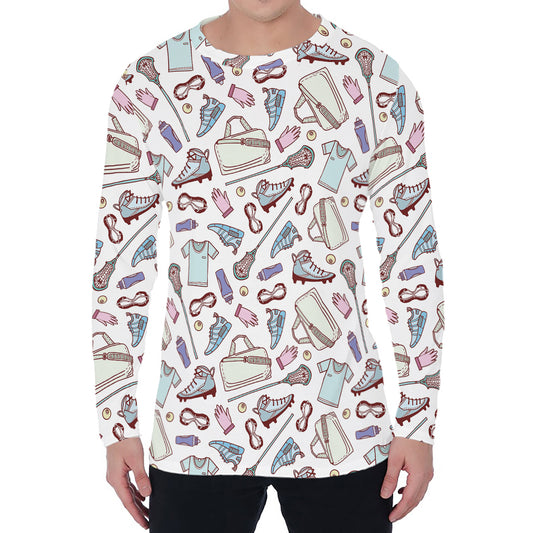 Lacrosse Sport Pattern Print Men's Long Sleeve T-Shirt