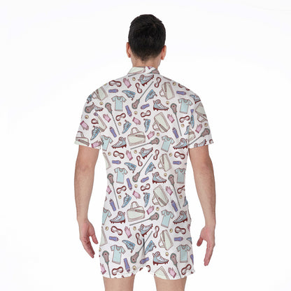 Lacrosse Sport Pattern Print Men's Rompers
