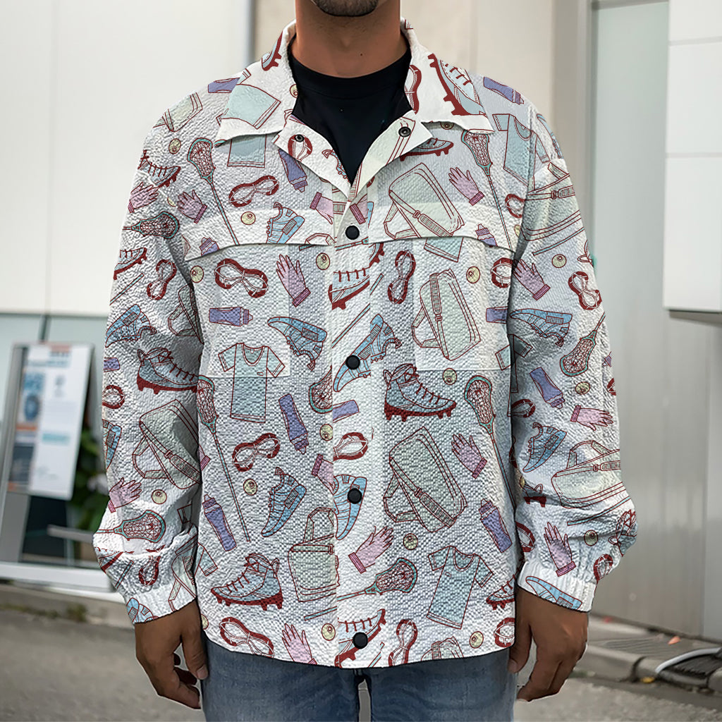 Lacrosse Sport Pattern Print Men's Shirt Jacket