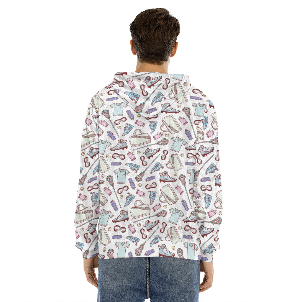 Lacrosse Sport Pattern Print Men's Velvet Pullover Hoodie