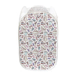 Lacrosse Sport Pattern Print Mesh Laundry Hamper