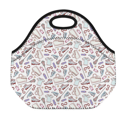 Lacrosse Sport Pattern Print Neoprene Lunch Bag