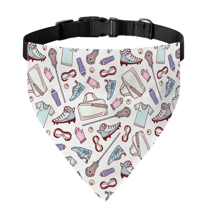 Lacrosse Sport Pattern Print Over The Collar Dog Bandana