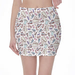 Lacrosse Sport Pattern Print Pencil Mini Skirt