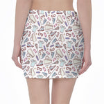 Lacrosse Sport Pattern Print Pencil Mini Skirt