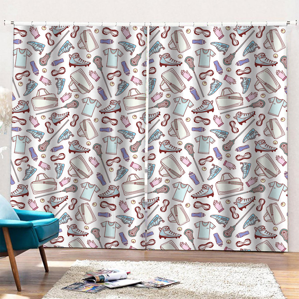 Lacrosse Sport Pattern Print Pencil Pleat Curtains