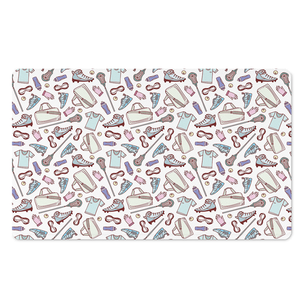 Lacrosse Sport Pattern Print Polyester Doormat