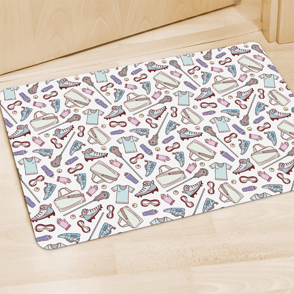 Lacrosse Sport Pattern Print Polyester Doormat