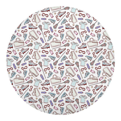 Lacrosse Sport Pattern Print Round Blanket