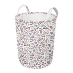 Lacrosse Sport Pattern Print Round Laundry Basket
