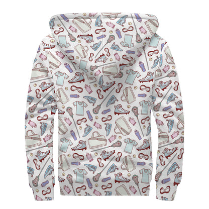 Lacrosse Sport Pattern Print Sherpa Lined Zip Up Hoodie