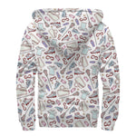 Lacrosse Sport Pattern Print Sherpa Lined Zip Up Hoodie