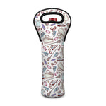 Lacrosse Sport Pattern Print Single Neoprene Wine Tote