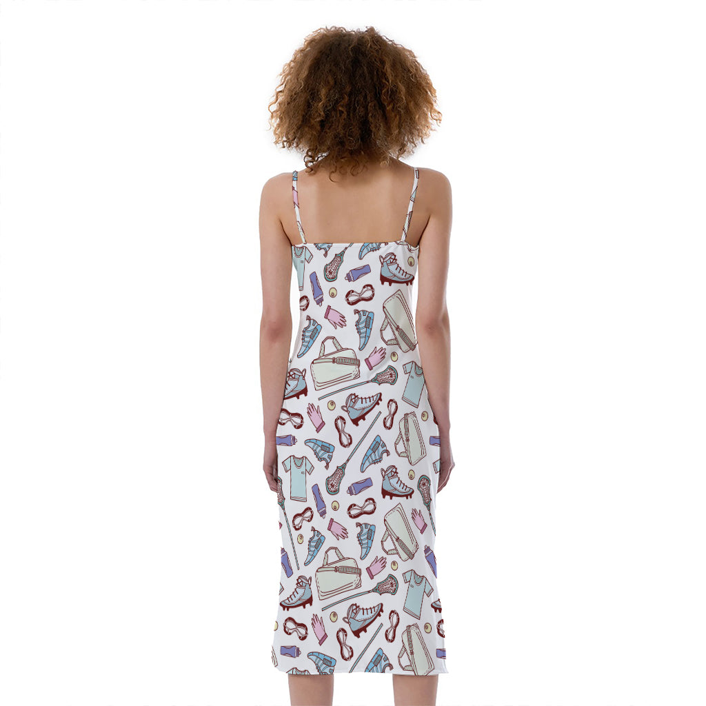 Lacrosse Sport Pattern Print Slim Fit Midi Cami Dress