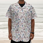 Lacrosse Sport Pattern Print Textured Short Sleeve Shirt