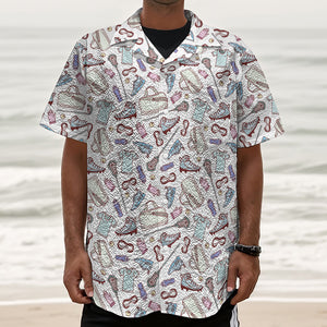 Lacrosse Sport Pattern Print Textured Short Sleeve Shirt