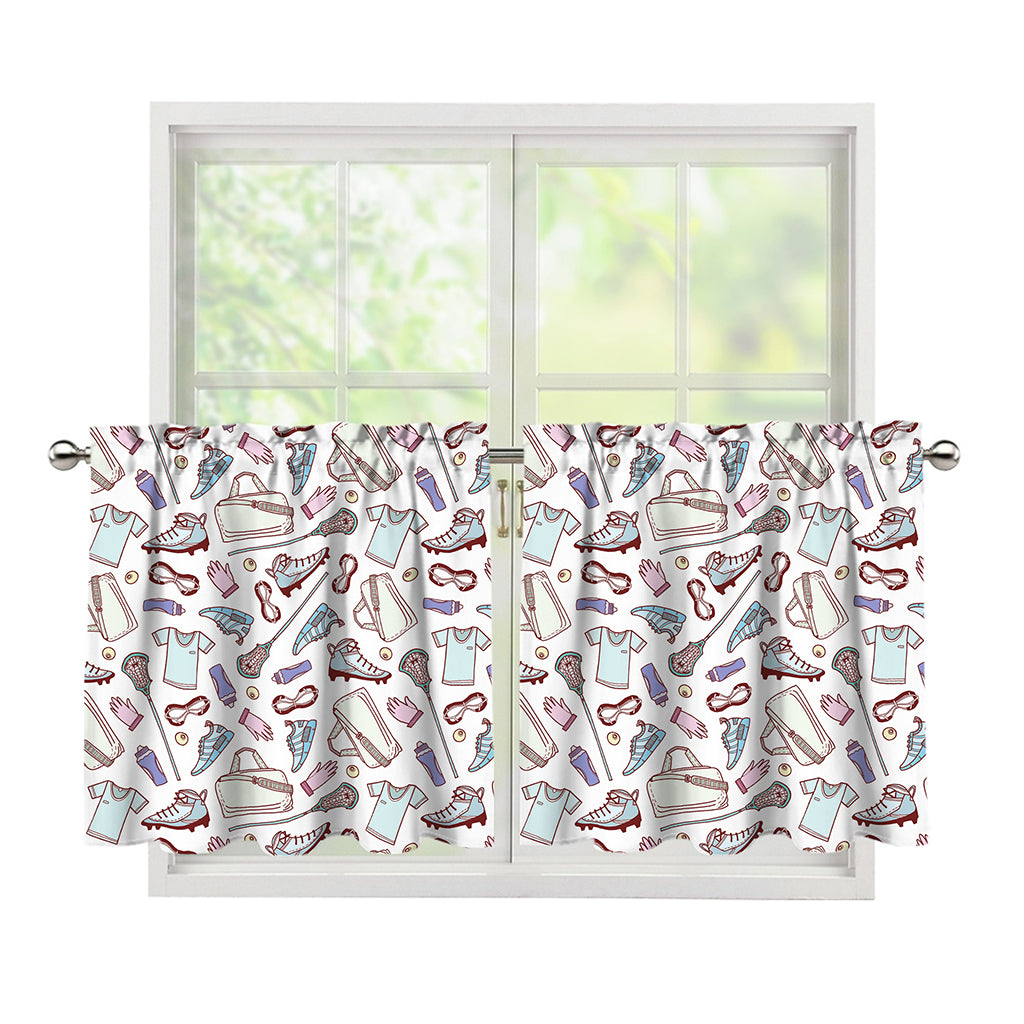 Lacrosse Sport Pattern Print Tier Curtains