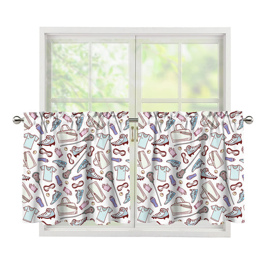 Lacrosse Sport Pattern Print Tier Curtains