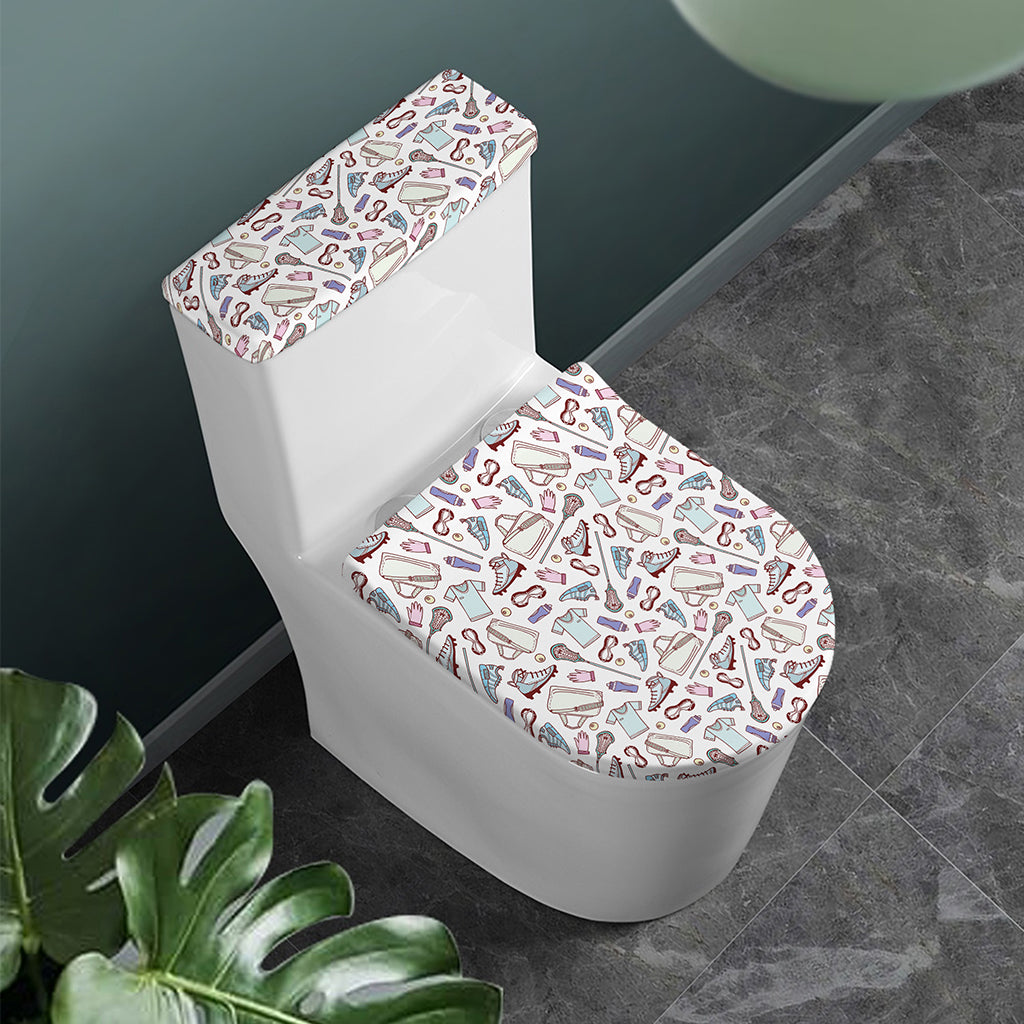 Lacrosse Sport Pattern Print Toilet Lid And Tank Cover Set