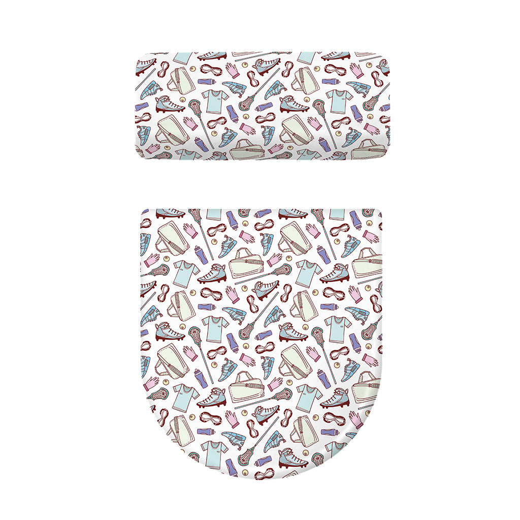 Lacrosse Sport Pattern Print Toilet Lid And Tank Cover Set