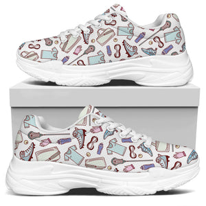 Lacrosse Sport Pattern Print White Chunky Shoes